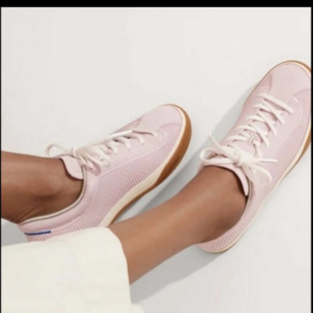 Rothy's The Lace Up Knit Light Pink Sneaker Shoes 10